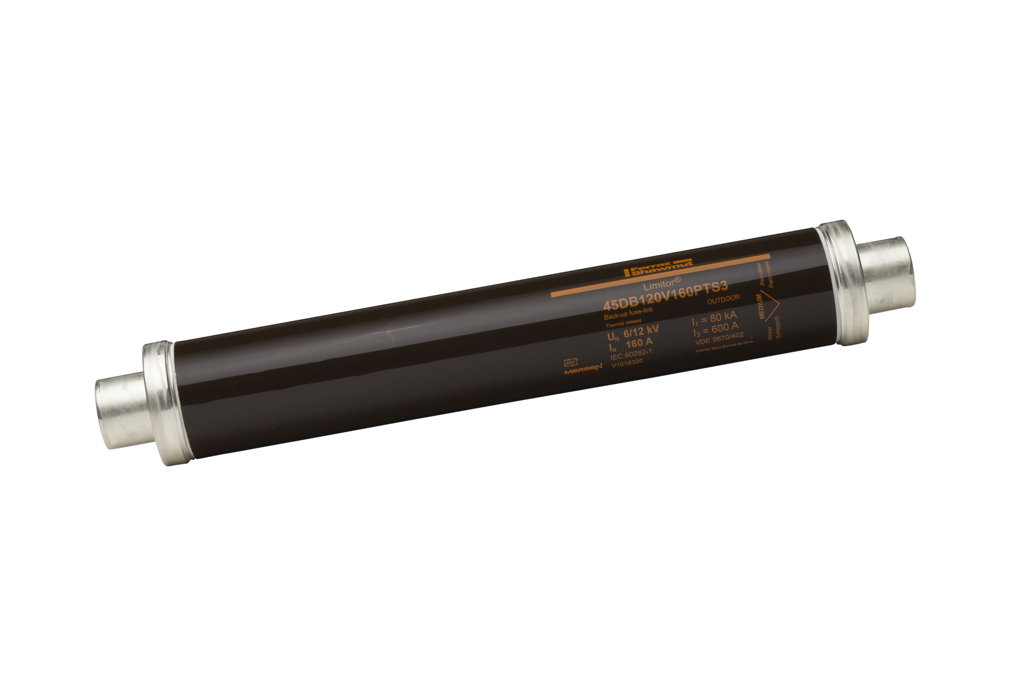 V1018320 - HV fuse DIN 43625, 12kV, 160A, 442mm, 45mm, thermal striker